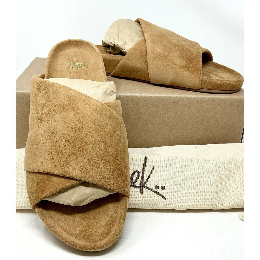 Beek Kea Slide Sude Sandals Almond Tan Size NIB - Picture 3 of 12